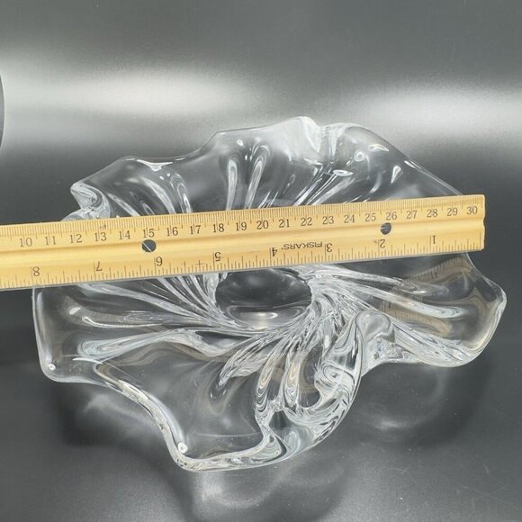 Vintage 1980s Venetian Clear Glass Dish Bowl Centerpiece Made In Italy Decor VTG - Picture 2 of 15